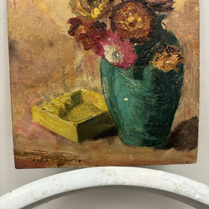 Expressive Still Life Oil Painting "Green Vase" Timeless Small Artwork Holland Art Shop