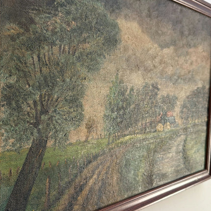 Antique Oil Painting Landscape "Country Road" Wonderful Medium Art