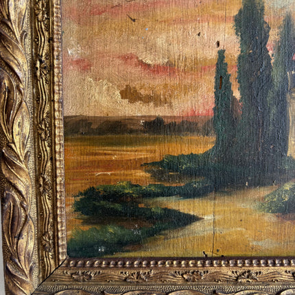 Authentic Landscape Oil Painting "Tower Turret" Expressive Small Artwork Holland Art Shop