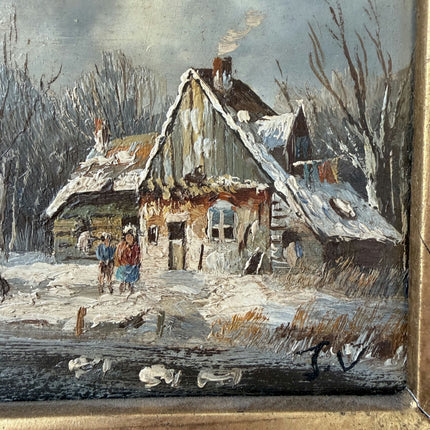 19th Century Antique Seascape Oil Painting "Gilded Frame" Small Art Holland Art Shop