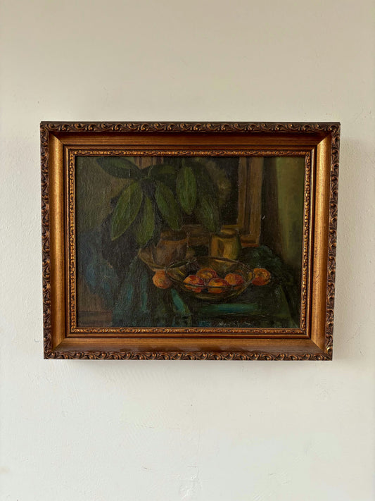 Striking Oil Painting Still Life "Fruit Bowl" Remarkable Small Art