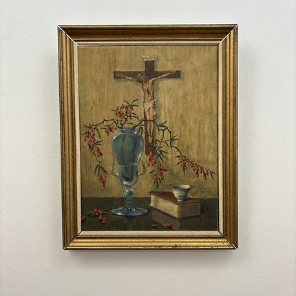 Authentic Interior Oil Painting "Crucifix Cross" Original Art Holland Art Shop