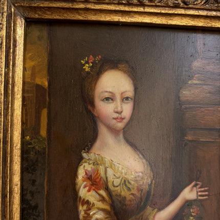 19th Century Antique Portrait Oil Painting "Young Woman" Small Art Holland Art Shop