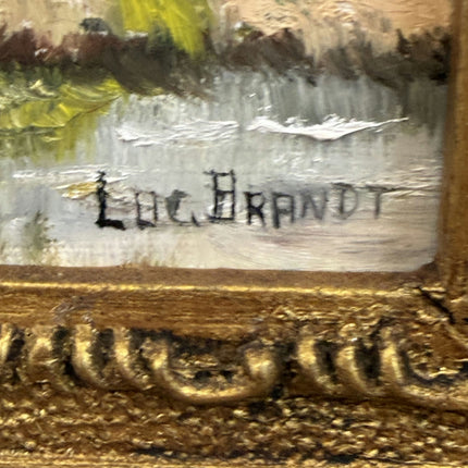 Vintage Landscape Oil Painting "Golden Frame" Expressive Small Artwork Holland Art Shop