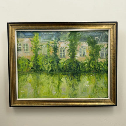 Rustic Cityscape Oil Painting "Green Garden" Original Large Art Holland Art Shop
