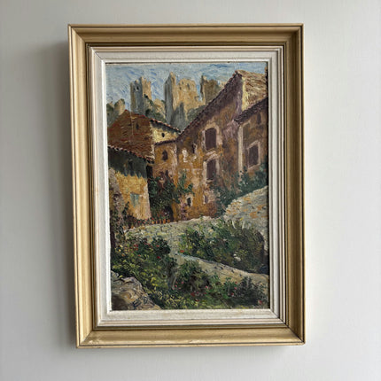 Detailed Cityscape Oil Painting "Stone Castle" Classic Small Art Holland Art Shop