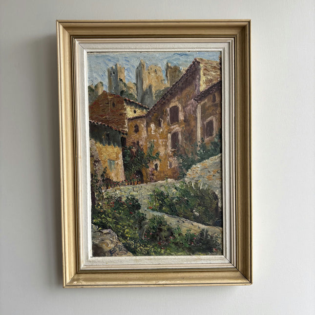 Detailed Cityscape Oil Painting "Stone Castle" Classic Small Art Holland Art Shop