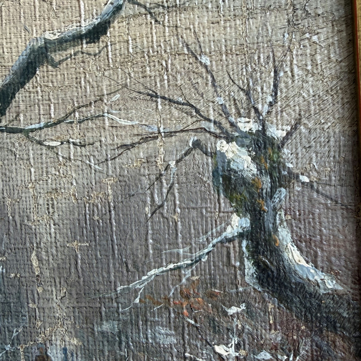 1900 Antique Winter Landscape Oil Painting 