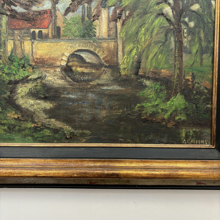 Rustic Landscape Oil Painting "Stone Bridge" Detailed Large Artwork Holland Art Shop