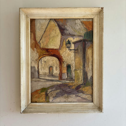 Traditional Cityscape Oil Painting "Stone Arch" Vintage Belgique Artwork Holland Art Shop