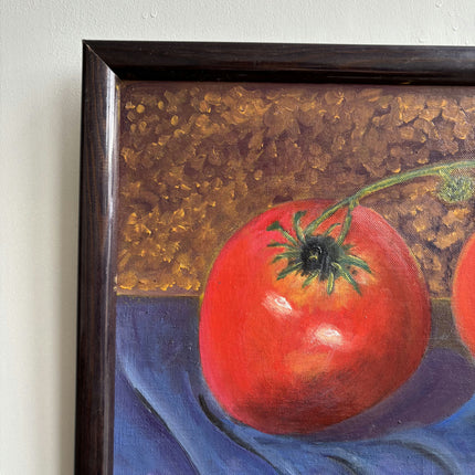 Handcrafted Still Life Oil Painting "Two Tomatoes" Vintage Small Art Holland Art Shop