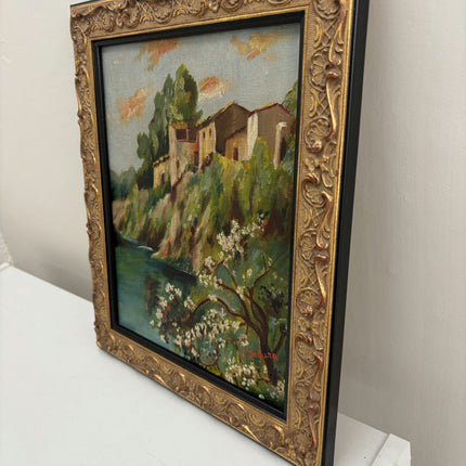Traditional Landscape Oil Painting "Hill Village" Original Small Art Holland Art Shop