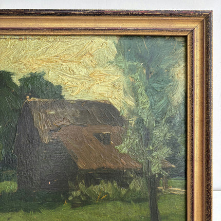 Original Landscape Oil Painting "Thatched Cottage" Expressive Small Art Holland Art Shop