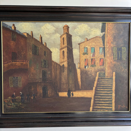 Original Cityscape Oil Painting "Town Belltower" Classic Large Artwork Holland Art Shop