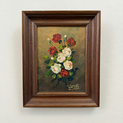 Original Floral Still Life Oil Painting "Red Roses" Handcrafted Small Artwork Holland Art Shop