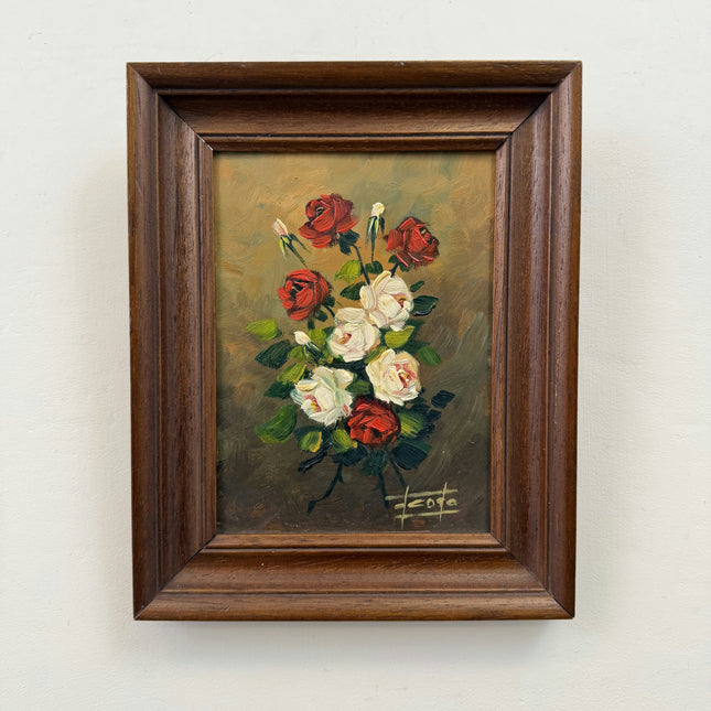 Original Floral Still Life Oil Painting "Red Roses" Handcrafted Small Artwork Holland Art Shop