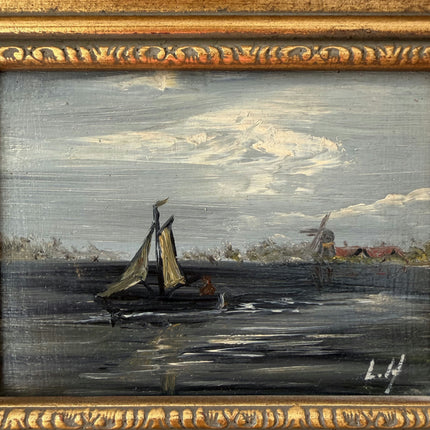 Timeless Seascape Oil Painting "Gilded Frame" Vintage Small Art Holland Art Shop