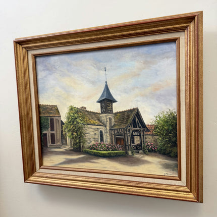 Handcrafted Cityscape Oil Painting "Village Church" Timeless Art Holland Art Shop