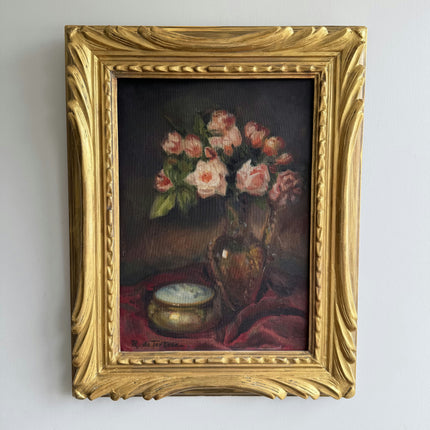 Detailed Floral Still Life Oil Painting "Flower Bouquet" Vintage Artwork Holland Art Shop