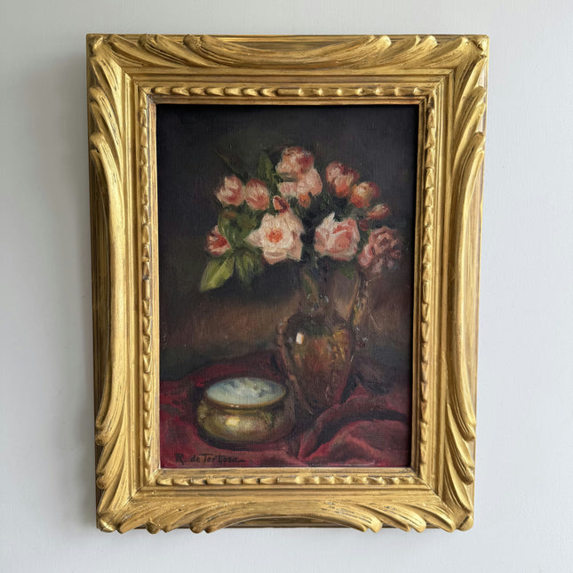 Detailed Floral Still Life Oil Painting "Flower Bouquet" Vintage Artwork Holland Art Shop