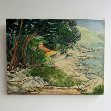 Elegant Landscape Oil Painting "Coastal Rocks" Classic Small Artwork Holland Art Shop