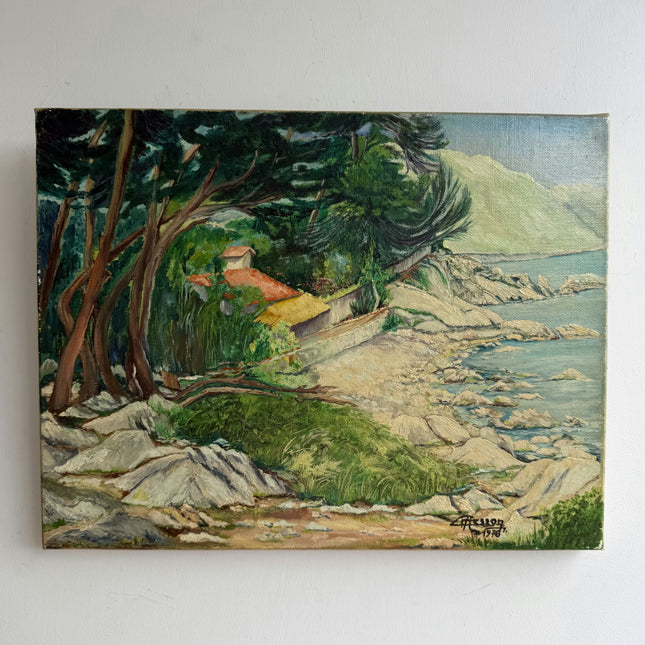Elegant Landscape Oil Painting "Coastal Rocks" Classic Small Artwork Holland Art Shop