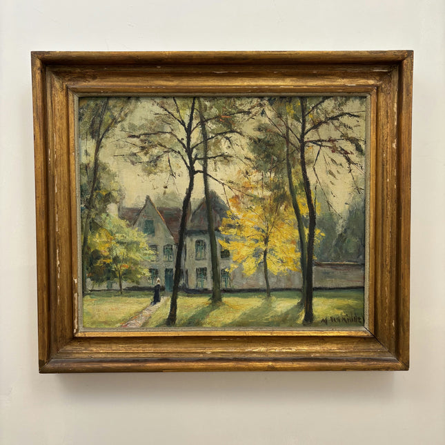 Elegant Landscape Oil Painting "Yellow Tree" Original Art Holland Art Shop