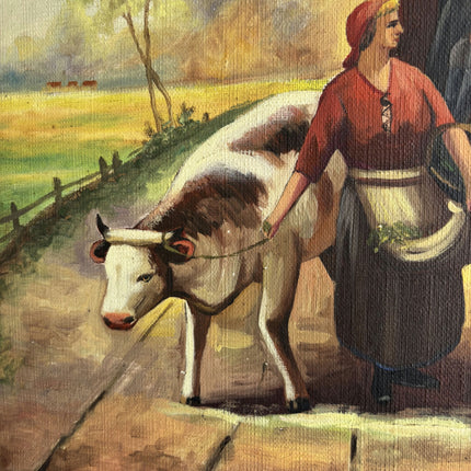 Expressive Figurative Oil Painting "Cow Handler" Handcrafted Artwork Holland Art Shop