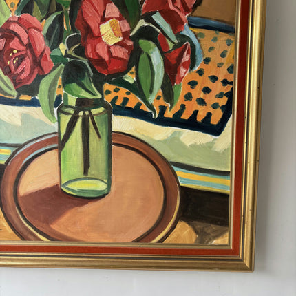 Classic Floral Still Life Oil Painting "Green Vase" Rustic Art Holland Art Shop