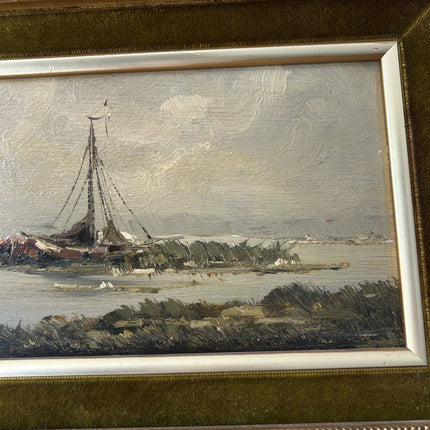 Expressive Harbor Scene Oil Painting "Sailboat Mast" Timeless Artwork Holland Art Shop