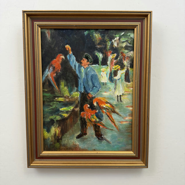 Expressive Portrait Oil Painting "Man With Parrots" Timeless Art Holland Art Shop