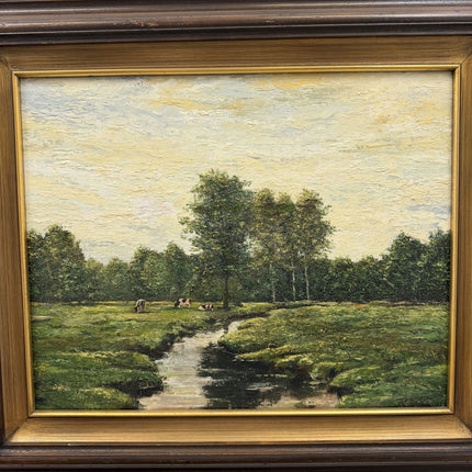 Refined Landscape Oil Painting "Grazing Cows" Detailed Art Holland Art Shop