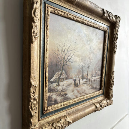 Classic Winter Landscape Oil Painting "Winter Village" Refined Artwork Holland Art Shop