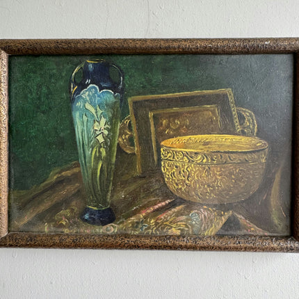 Original Still Life Oil Painting "Decorative Vase" Refined Small Art Holland Art Shop