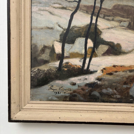 19th Century Antique Winter Landscape Oil Painting "Snowy Hills" Large Art Holland Art Shop