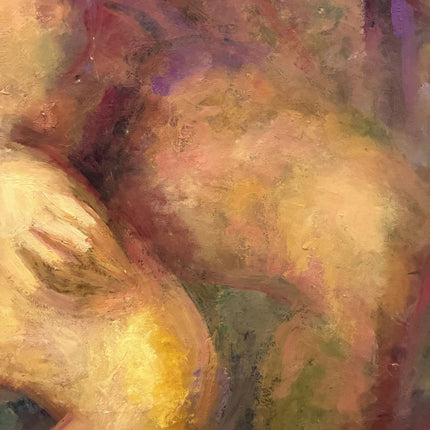 Expressive Portrait Oil Painting "Seated Nude" Vintage Large Artwork Holland Art Shop