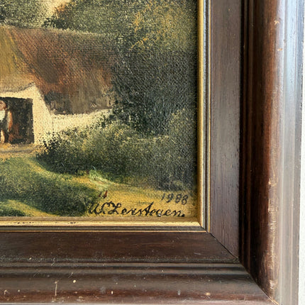 Elegant Landscape Oil Painting "Thatched Cottage" Timeless Small Artwork Holland Art Shop