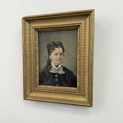 19th Century Antique Portrait Oil Painting "Seated Woman" Small Art Holland Art Shop