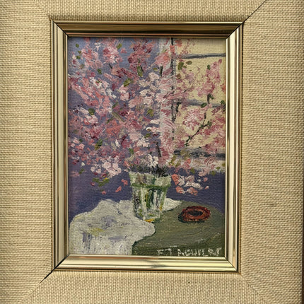 Handcrafted Still Life Oil Painting "Cherry Vase" Timeless Small Art Holland Art Shop