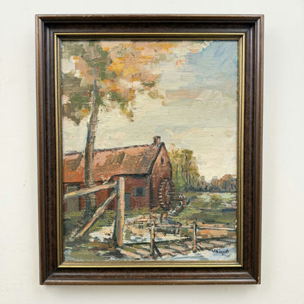Classic Landscape Oil Painting "Water Wheel" Rustic Artwork Holland Art Shop