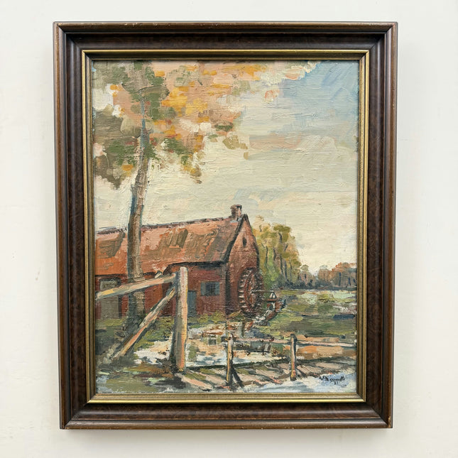 Classic Landscape Oil Painting "Water Wheel" Rustic Artwork Holland Art Shop