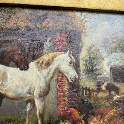 Authentic Animals Oil Painting "White Horse" Handcrafted Small Art Holland Art Shop