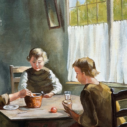 Original Interior Oil Painting "Family Dinner" Expressive Large Art Holland Art Shop
