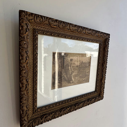 Handcrafted Figurative Etching "Ornate Frame" Expressive Small Artwork Holland Art Shop