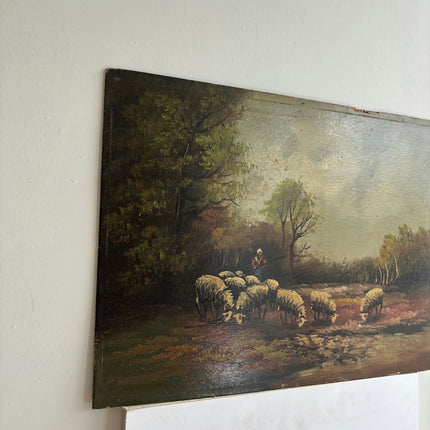 Elegant Animals Oil Painting "Sheep Herd" Expressive Small Art Holland Art Shop