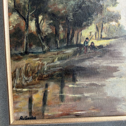 Elegant Landscape Oil Painting "River Trees" Vintage Artwork Holland Art Shop