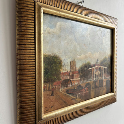 Authentic Cityscape Oil Painting "Harbor Bridge" Timeless Small Artwork Holland Art Shop