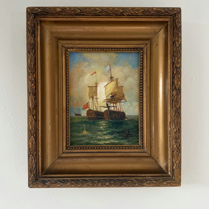Fine Oil Painting Seascape "Sailing Ships" Striking Small Art Holland Art Shop