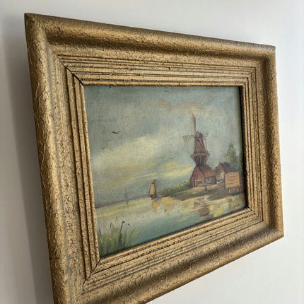 Detailed Landscape Oil Painting "Windmill Tower" Rustic Art Holland Art Shop