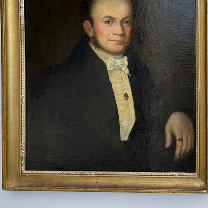 19th Century Antique Portrait Oil Painting "Seated Gentleman" Large Artwork Holland Art Shop
